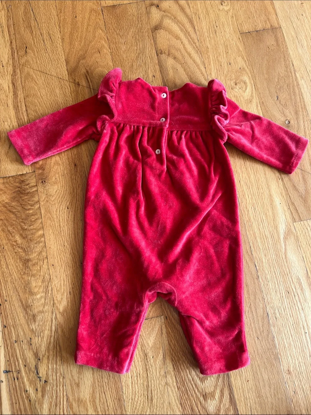 Ralph Lauren Velour A-Line Dress & Ruffled Coverall Baby Girl Size 3 Months